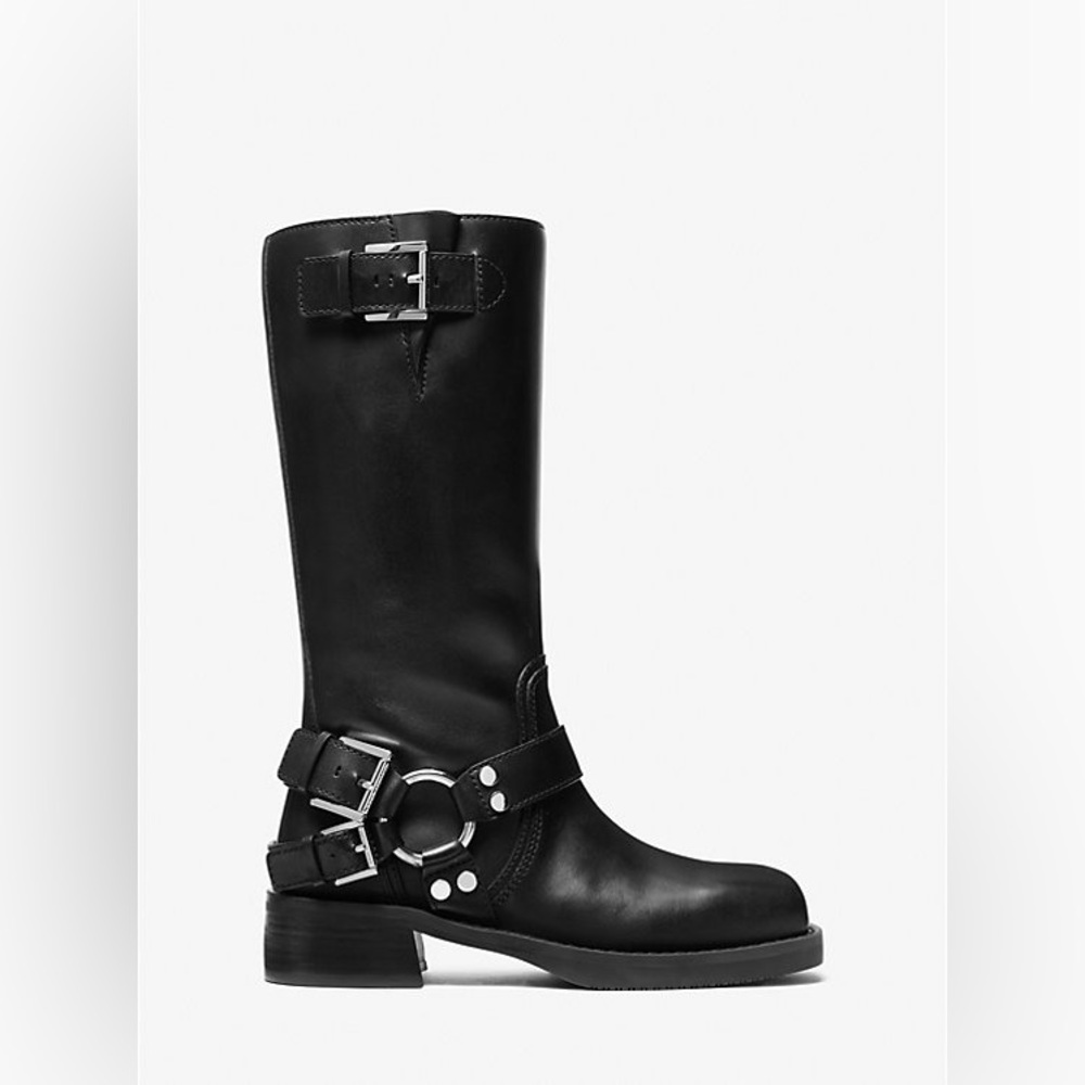 Michael Kors Black Leather Combat Boots - Picture 2 of 13